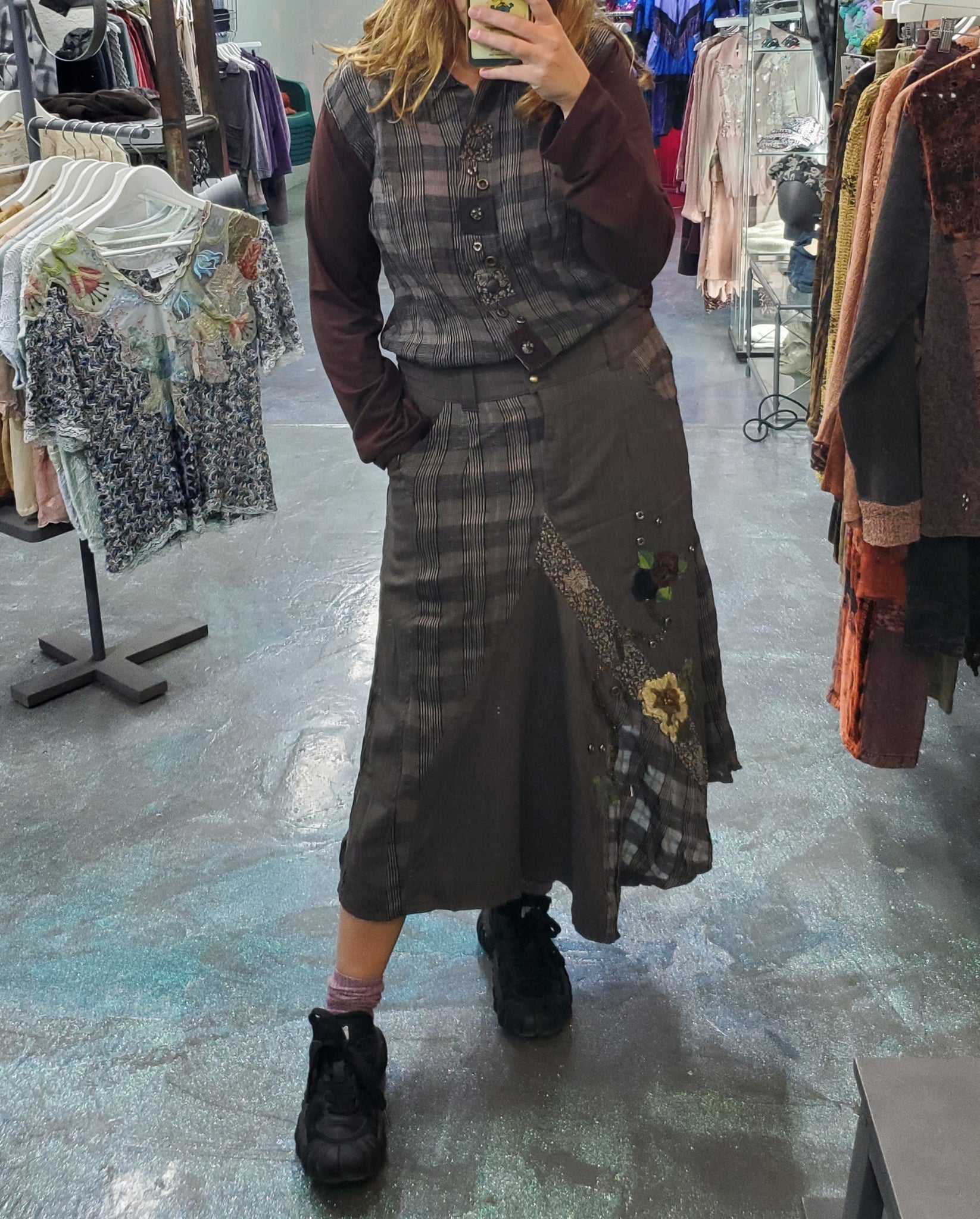 Norma Vintage _irregular plaid skirt