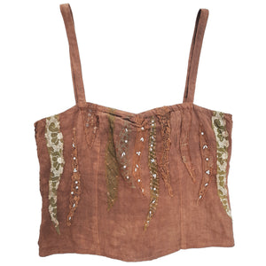 Norma Vintage _brown linen top
