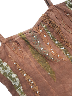 Norma Vintage _brown linen top