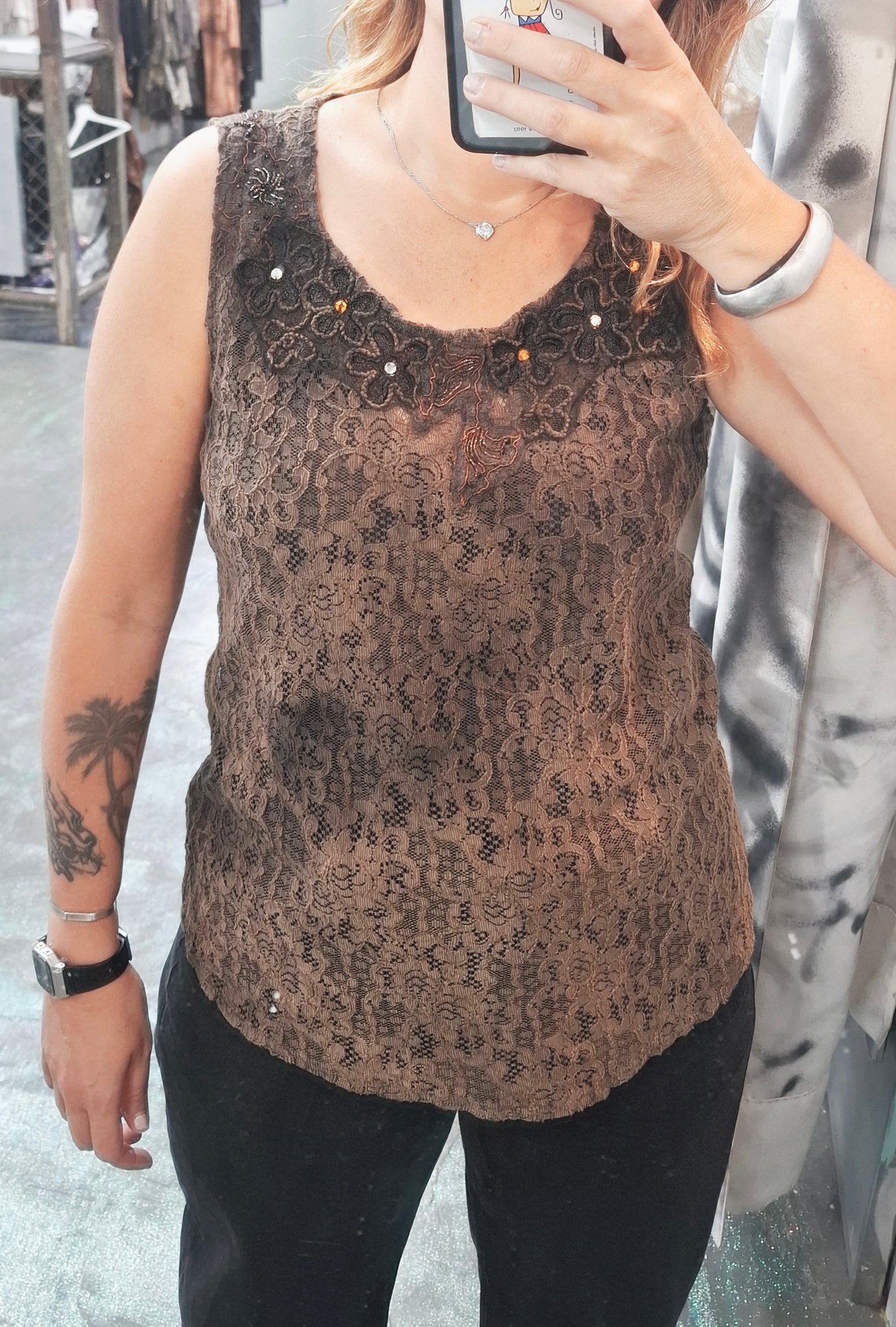 Norma Vintage _brown lace t-shirt