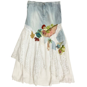 Norma Vintage _lace and denim skirt