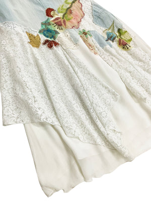 Norma Vintage _lace and denim skirt