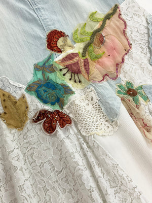 Norma Vintage _lace and denim skirt