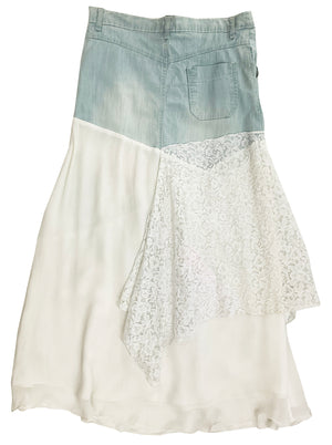 Norma Vintage _lace and denim skirt
