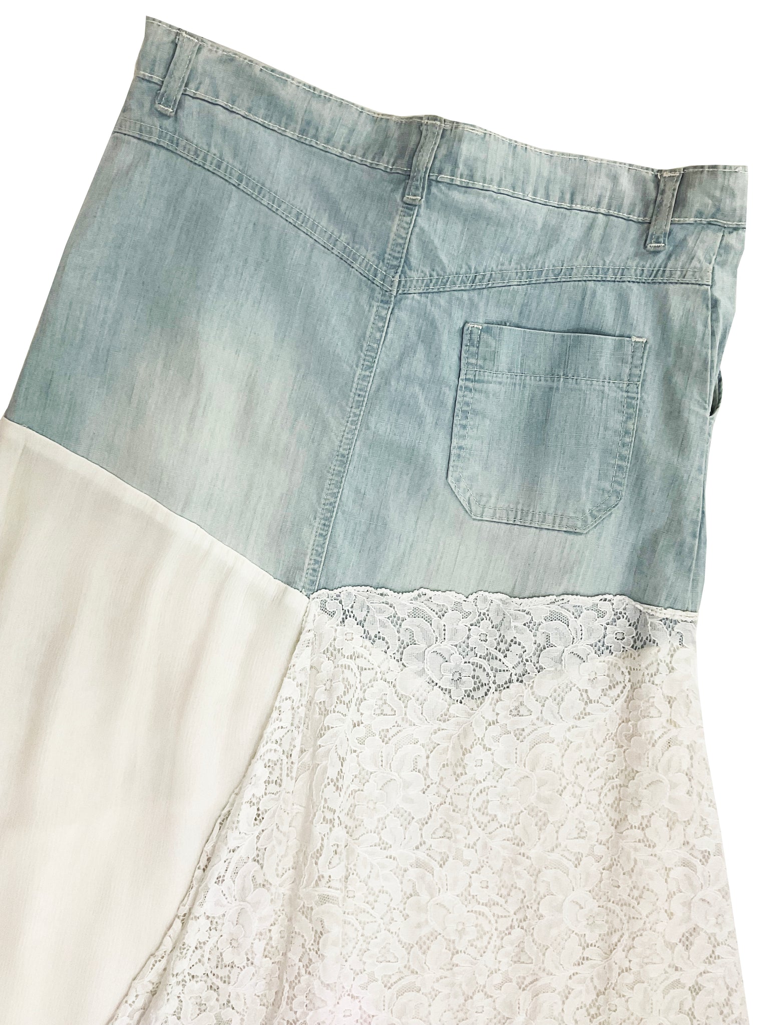 Norma Vintage _lace and denim skirt