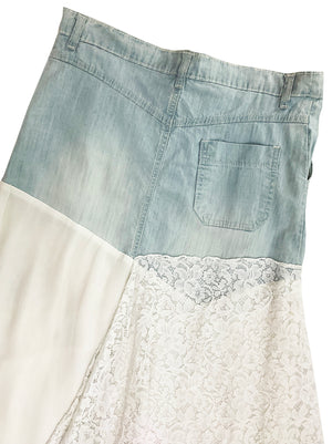 Norma Vintage _lace and denim skirt