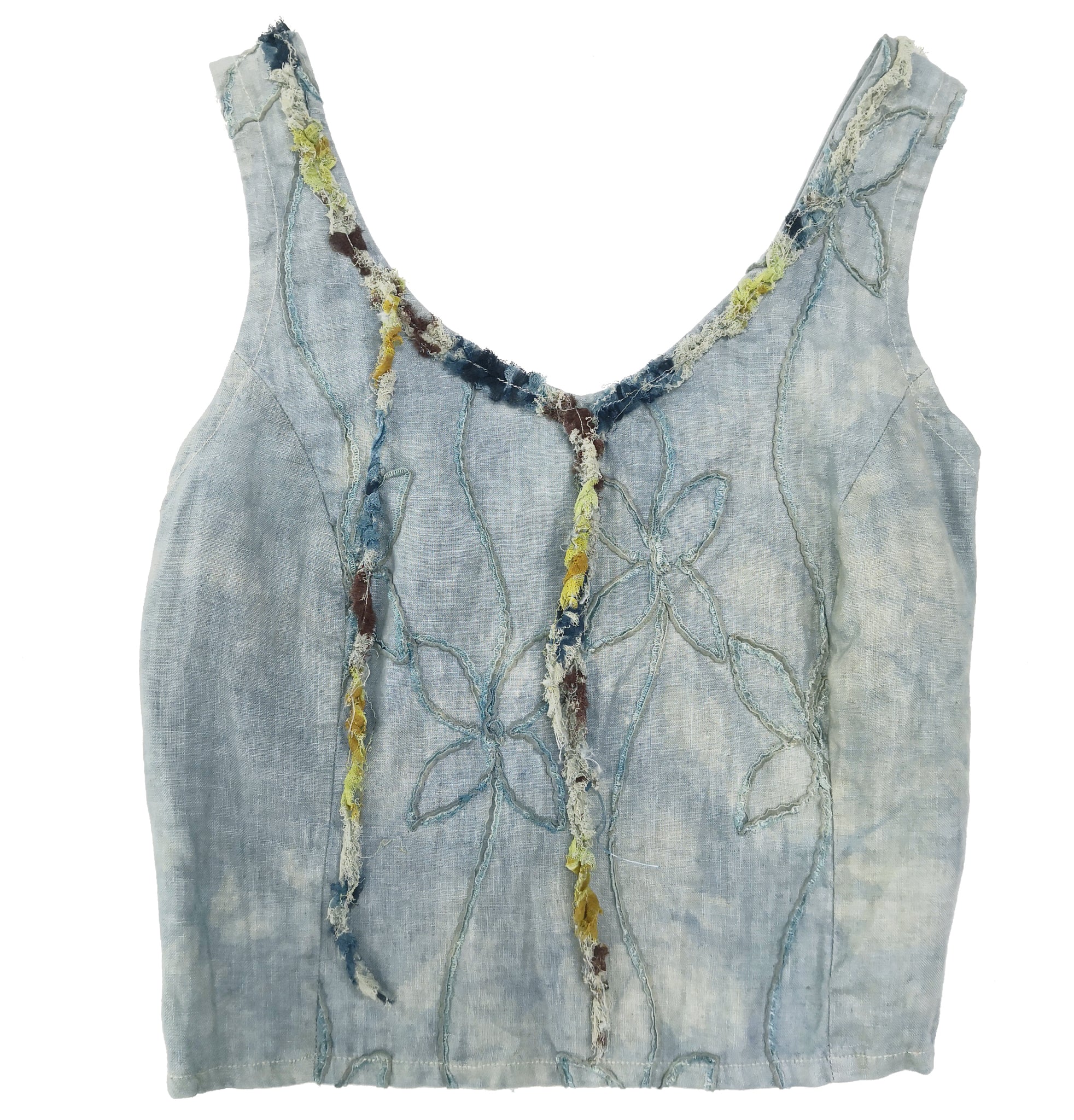 Norma Vintage _blue & beige flowers tops